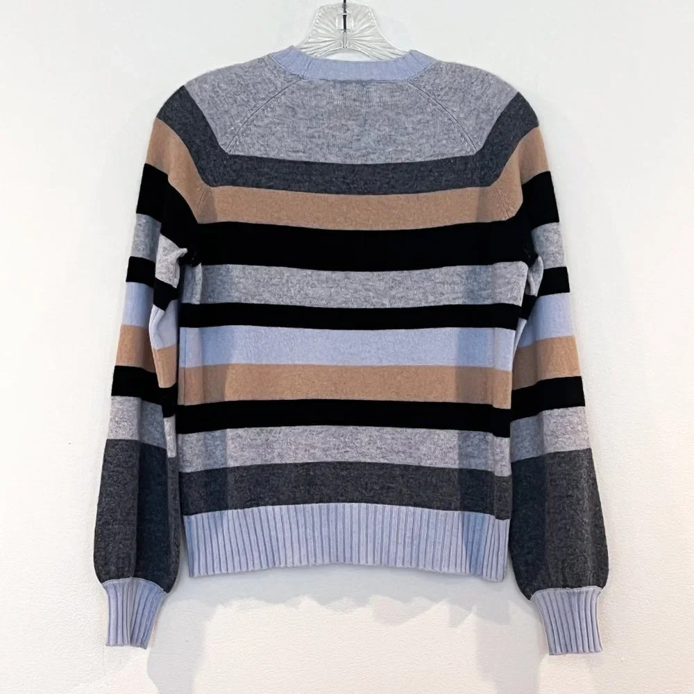 27 Miles Malibu 100% Cashmere Striped Crew Neck Lightweight Designer Sweater XS - Picture 6 of 8